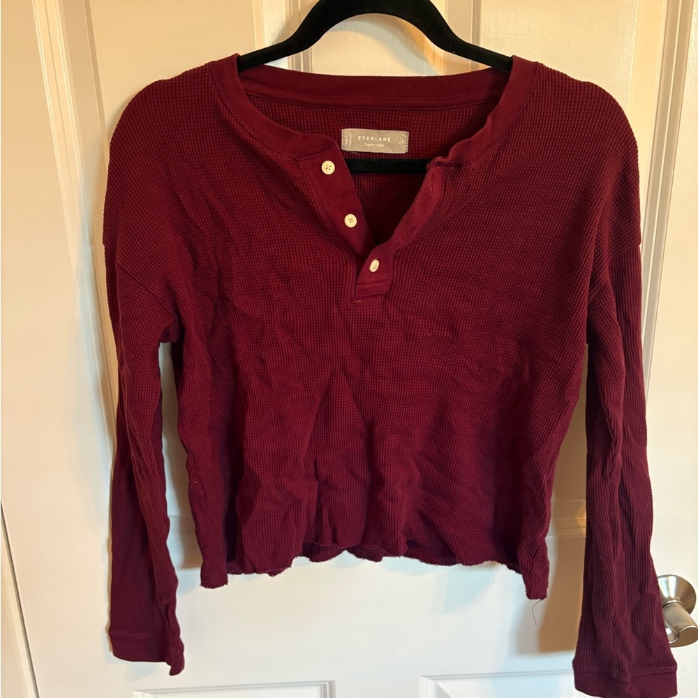 Everlane Burgundy Organic Cotton Henley